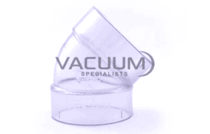 Central vacuum clear 45o elbow fitting – clear 300x192