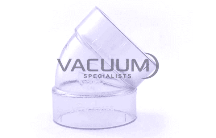 Central vacuum clear 45o elbow fitting – clear 700x448