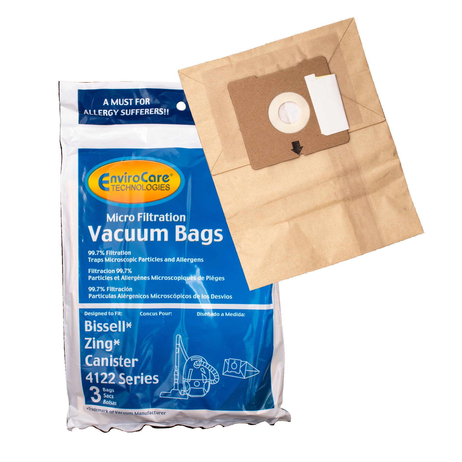 213-8425 New Series # 2138425 Bissell Allergen Vacuum Bag 6-bags for Zing 4122 
