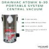 Drainvac atomik 6 30 portable system central vacuum 100x100