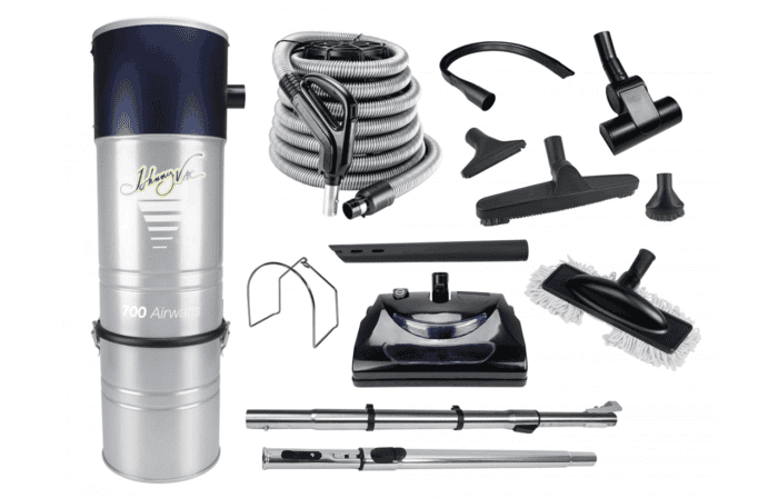 Johnny vac jv700 central vacuum with pn11 vacuum accessories kit 1 700x448