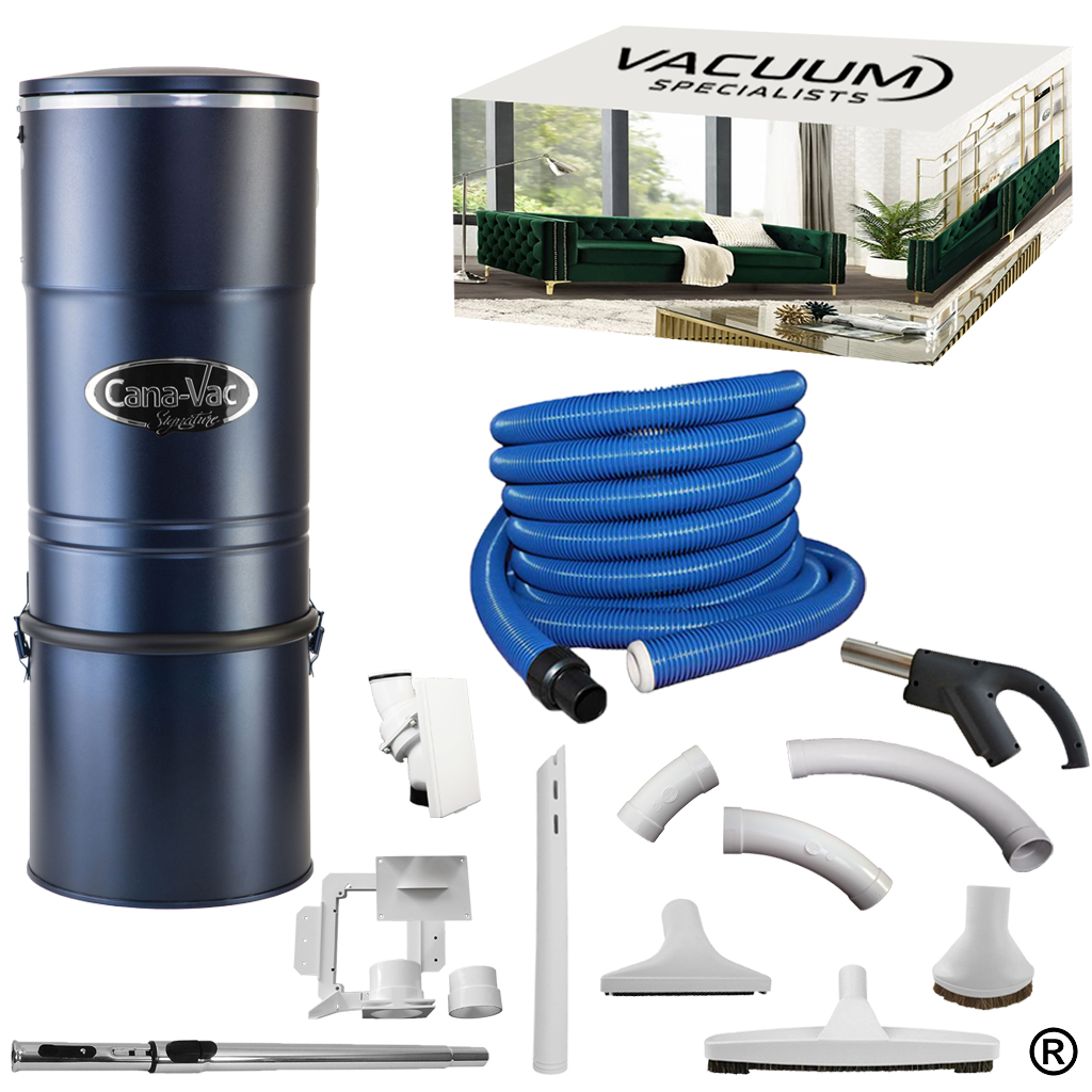 Buy CanaVac Signature Series XLS-990 Central Vacuum with Hide-A-Hose  Retractable Hose Accessory & Installation Kit-Free Hose Cover online