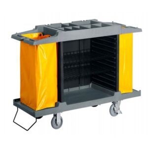 Heavy duty housekeeping cart high capacity storage with two garbage bags place 300x300