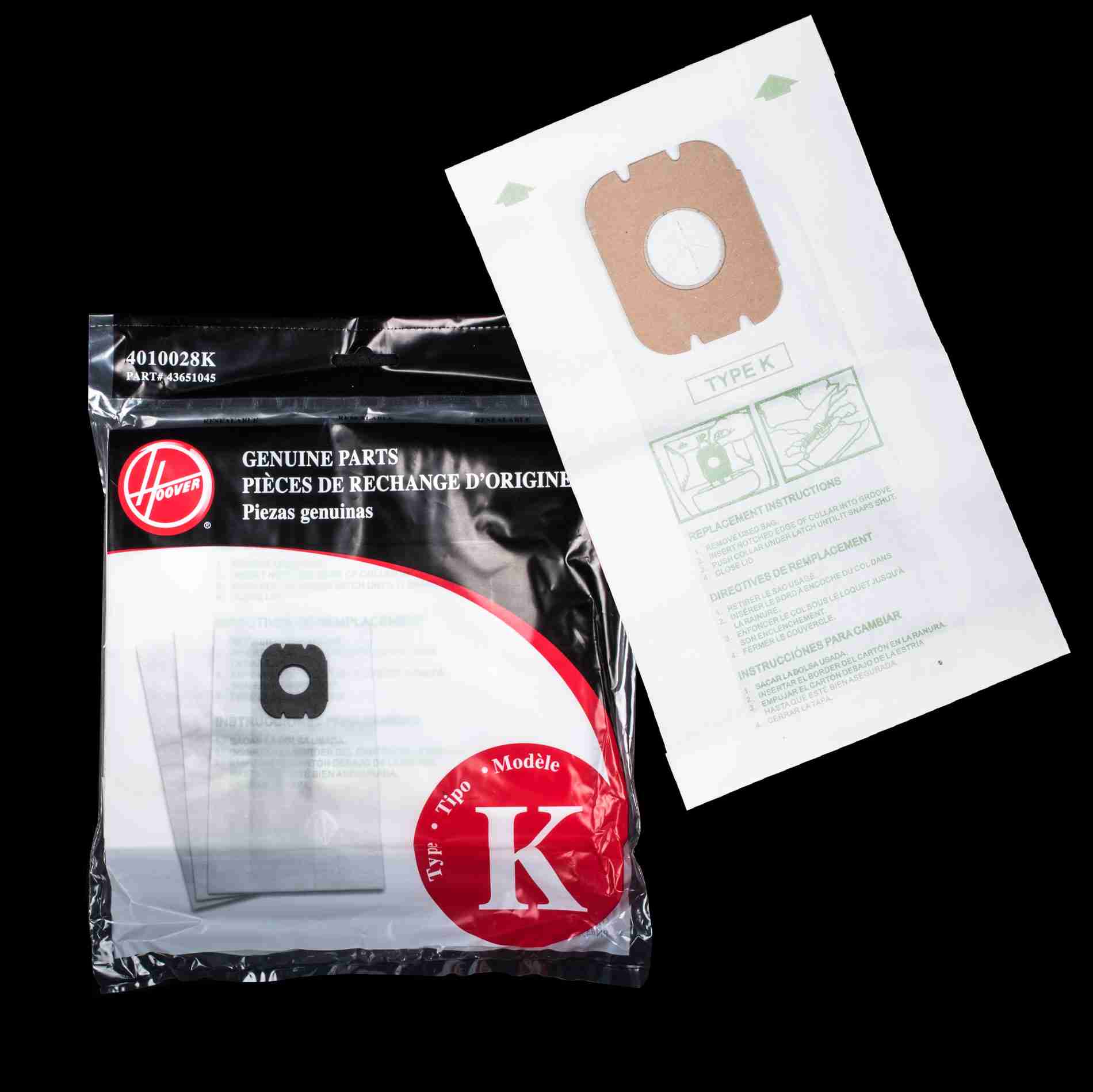 Hoover OEM Style K Canister Paper Bag 4010028K - (Pack of 3) - Image 2