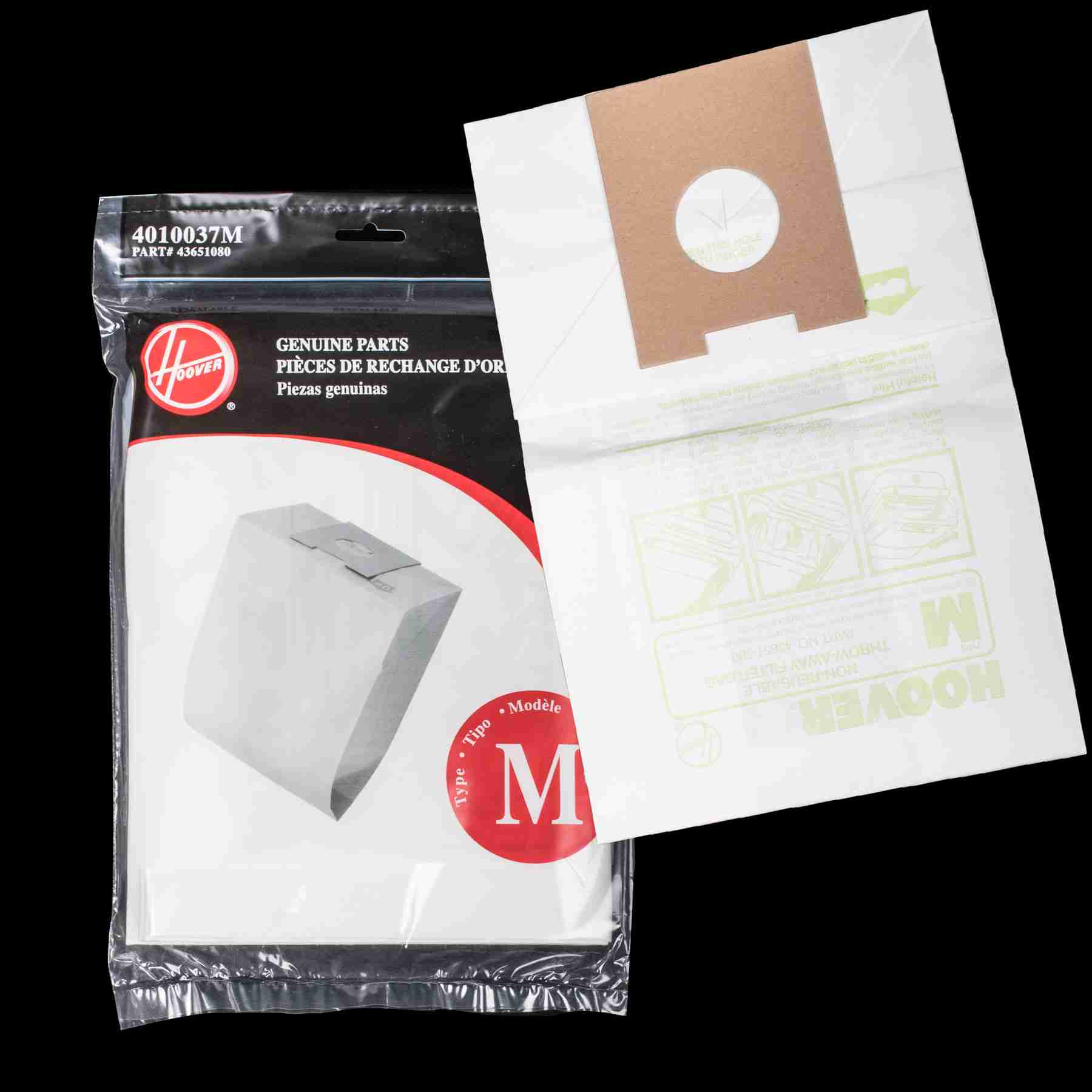 Hoover Style M Canister Paper Bag 4010037M - (Pack of 3) - Image 2