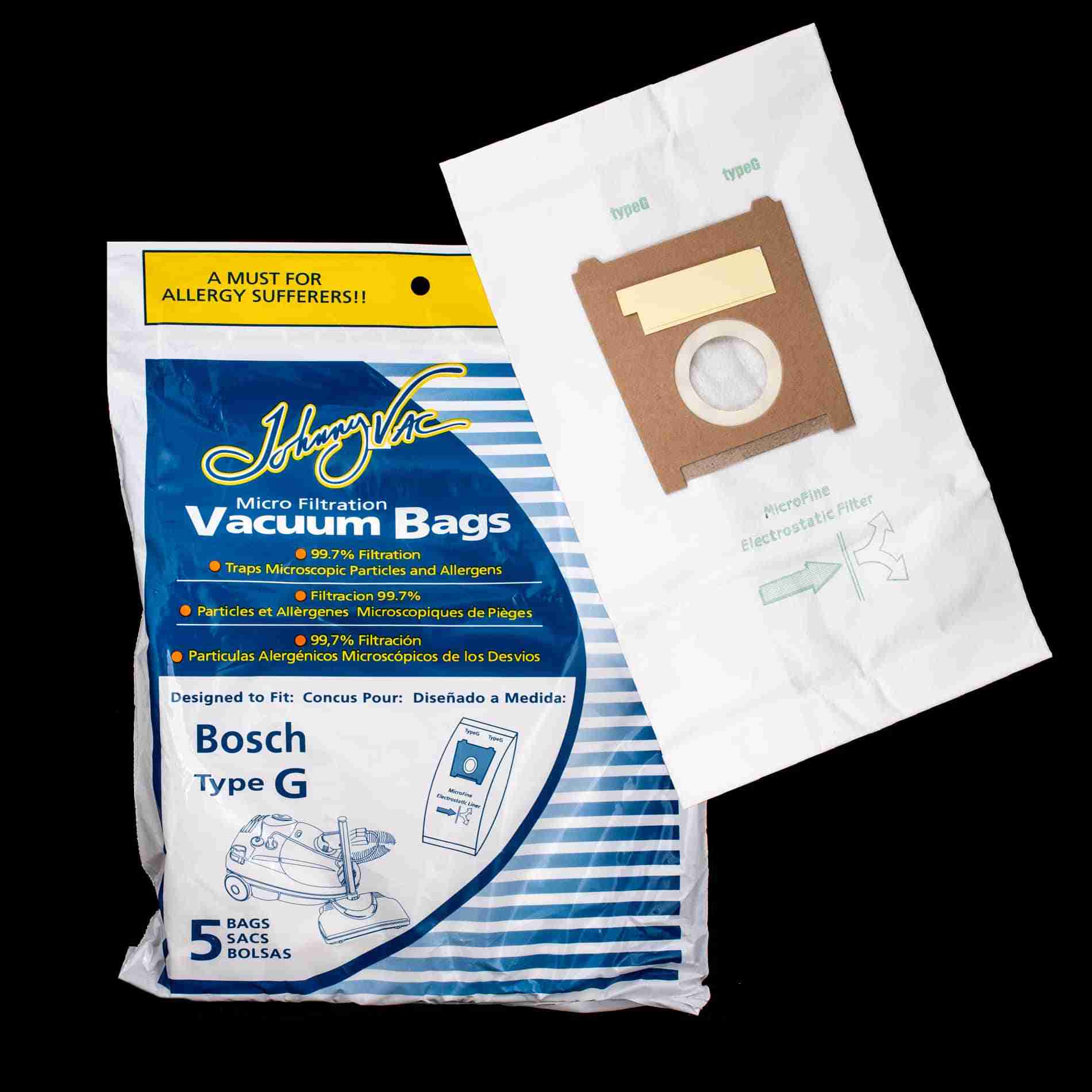 Bosch Allergy Type G Canister Paper Bag BBZ51AFG2U / BBZ41FGALL - (Pack of 5) - Image 3
