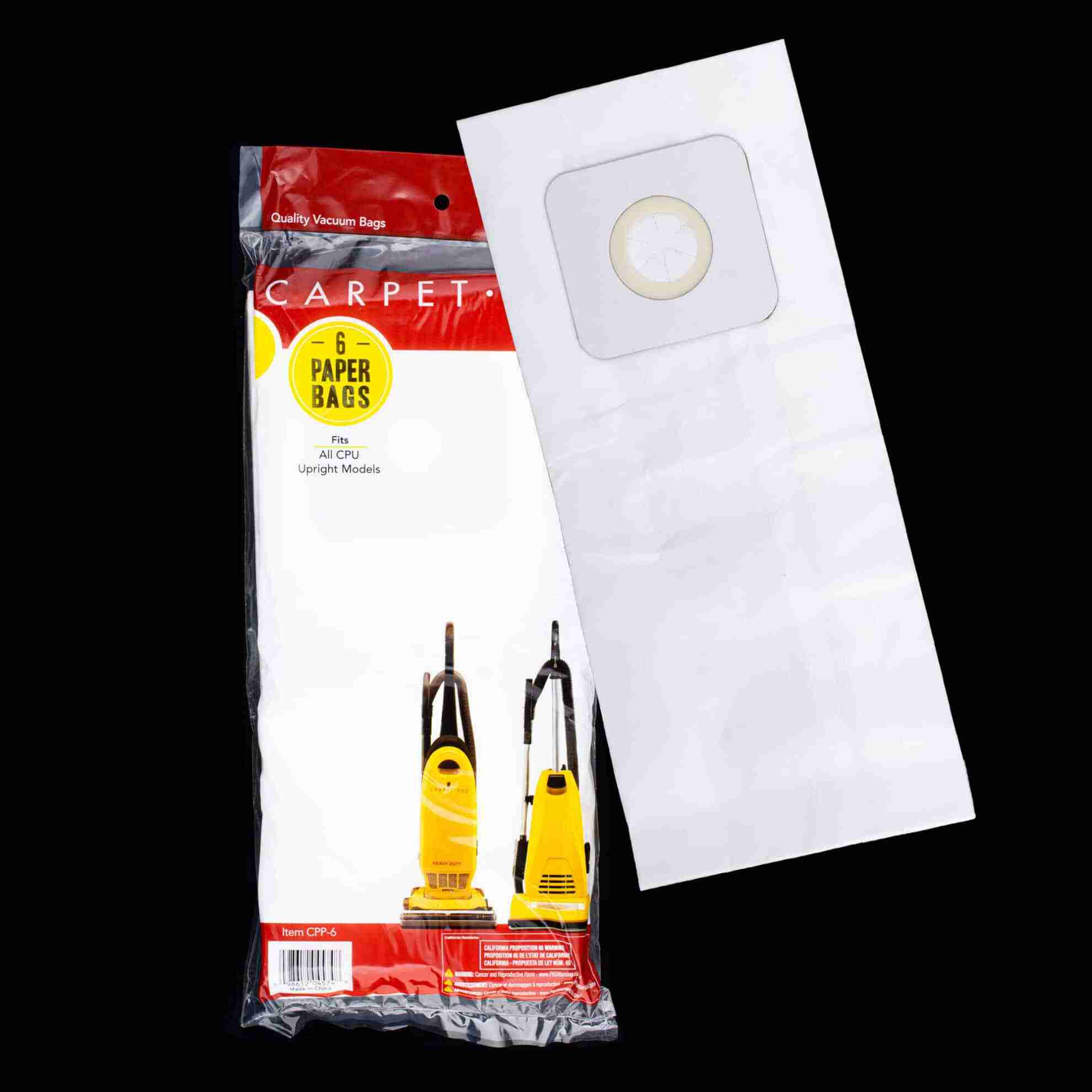 Carpet Pro OEM CPU-1 / 2 / 4 / 75 / 85 / 250 / 350 Upright Paper Bag CPP - (Pack of 6) - Image 2
