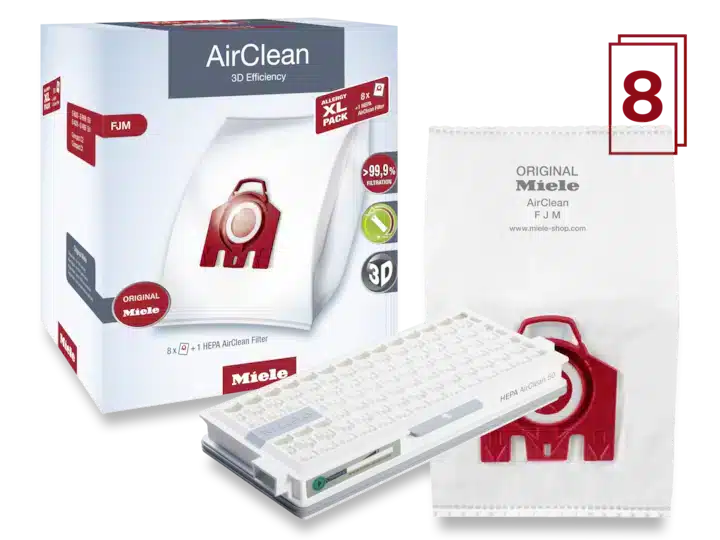 Miele OEM AirClean SB-SET FJM+AA Canister HEPA Filter 11214240 - (Pack of 8 & 1 HEPA Filter) - Image 2