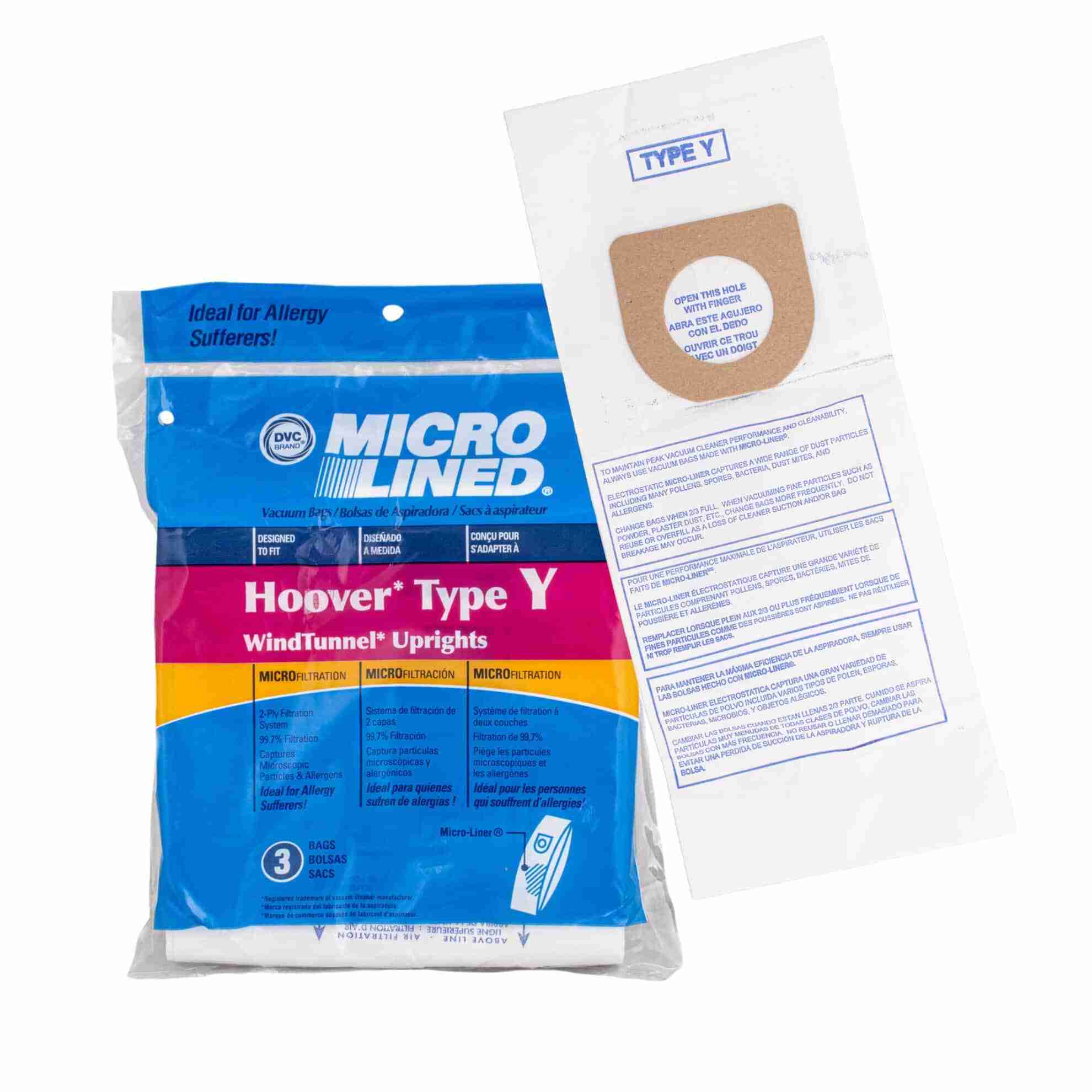 Hoover Style Y Upright Paper Bag 4010100Y - (Pack of 3) - Image 2