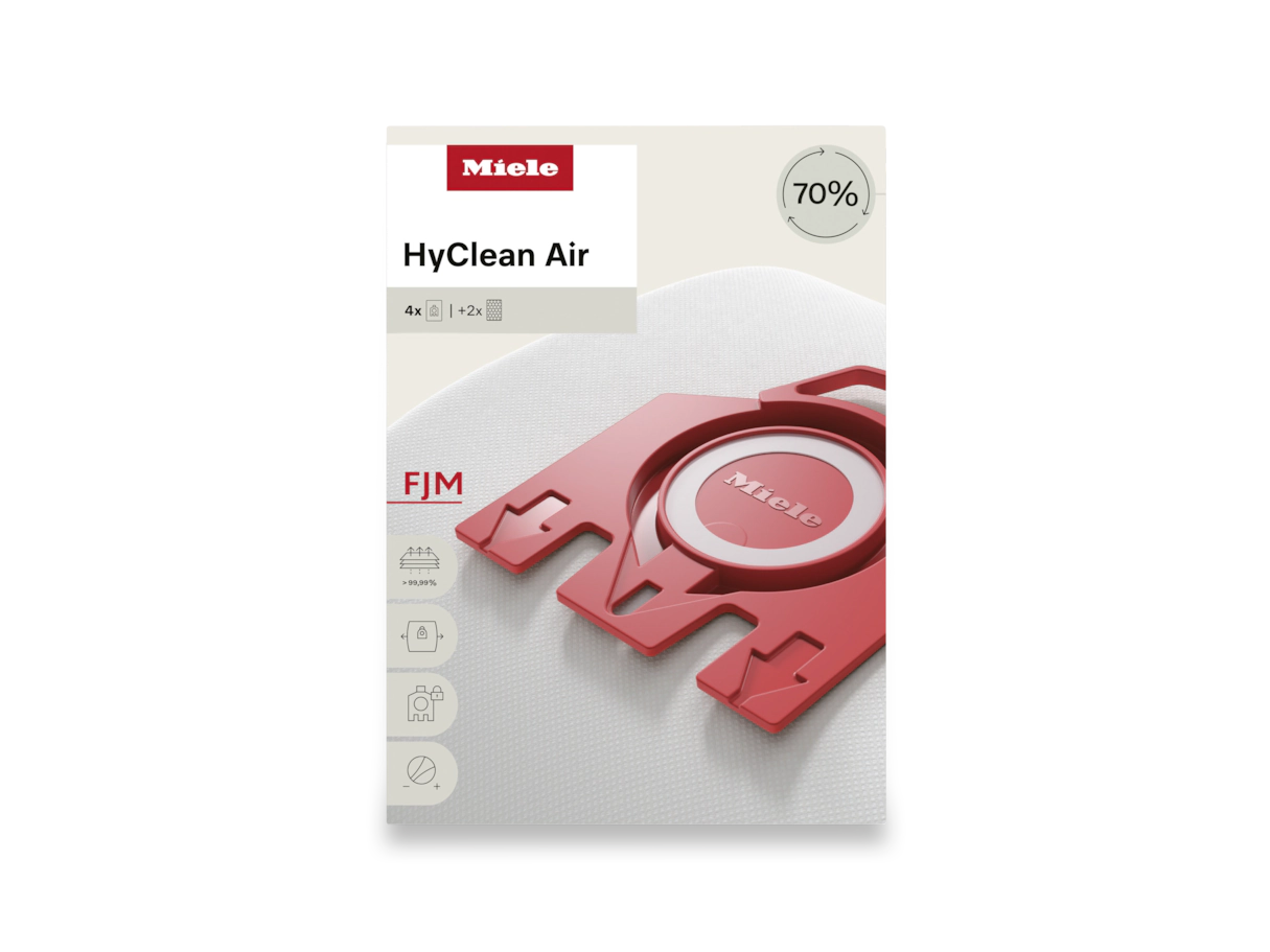 Miele OEM HyClean Air FJM Canister 3D Efficiency Bag 12618910 - (Pack of 4 & 2 Filter)