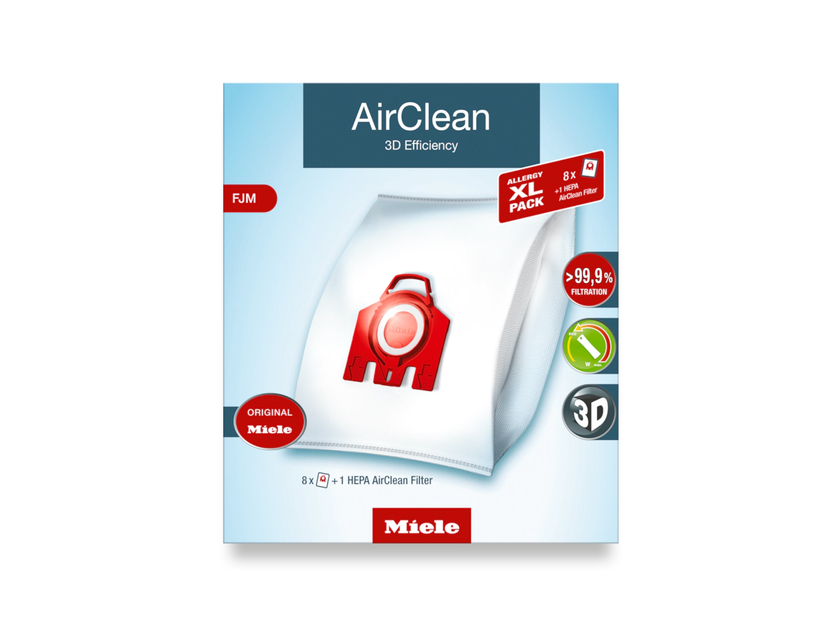 Miele OEM AirClean SB-SET FJM+AA Canister HEPA Filter 11214240 - (Pack of 8 & 1 HEPA Filter)