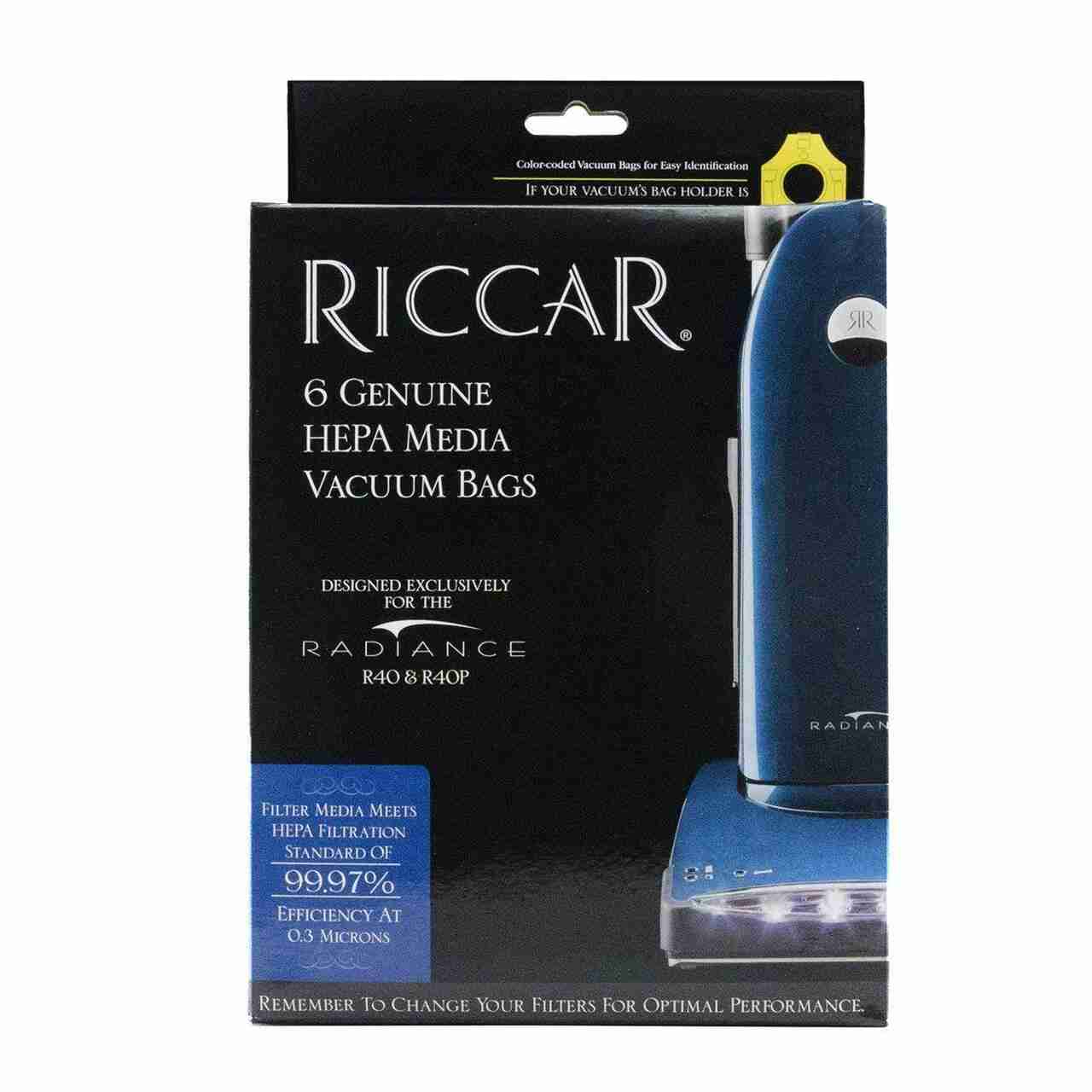 Riccar OEM Radiance Type R40 Upright HEPA Bag RPHC - (Pack of 6)