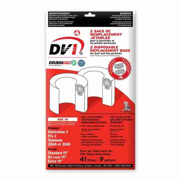 DrainVac OEM SAC-14 Central Vacuum Paper Bag - (Pack of 2)