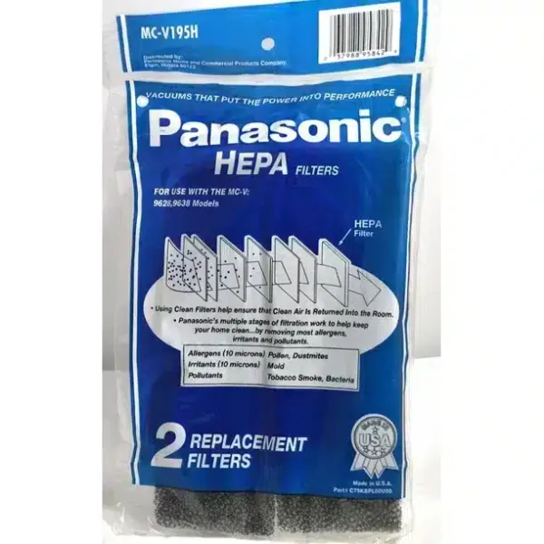 Panasonic V9628 / V9638 Canister Pre-Motor Exhaust HEPA Filter MC-V195H - (Pack of 2)