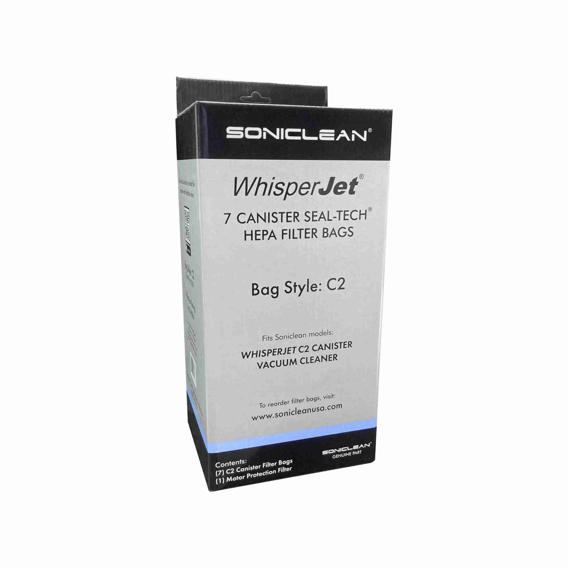 Soniclean OEM WhisperJet Style C-2 Canister HEPA Bag WJC2 - (Pack of 7)