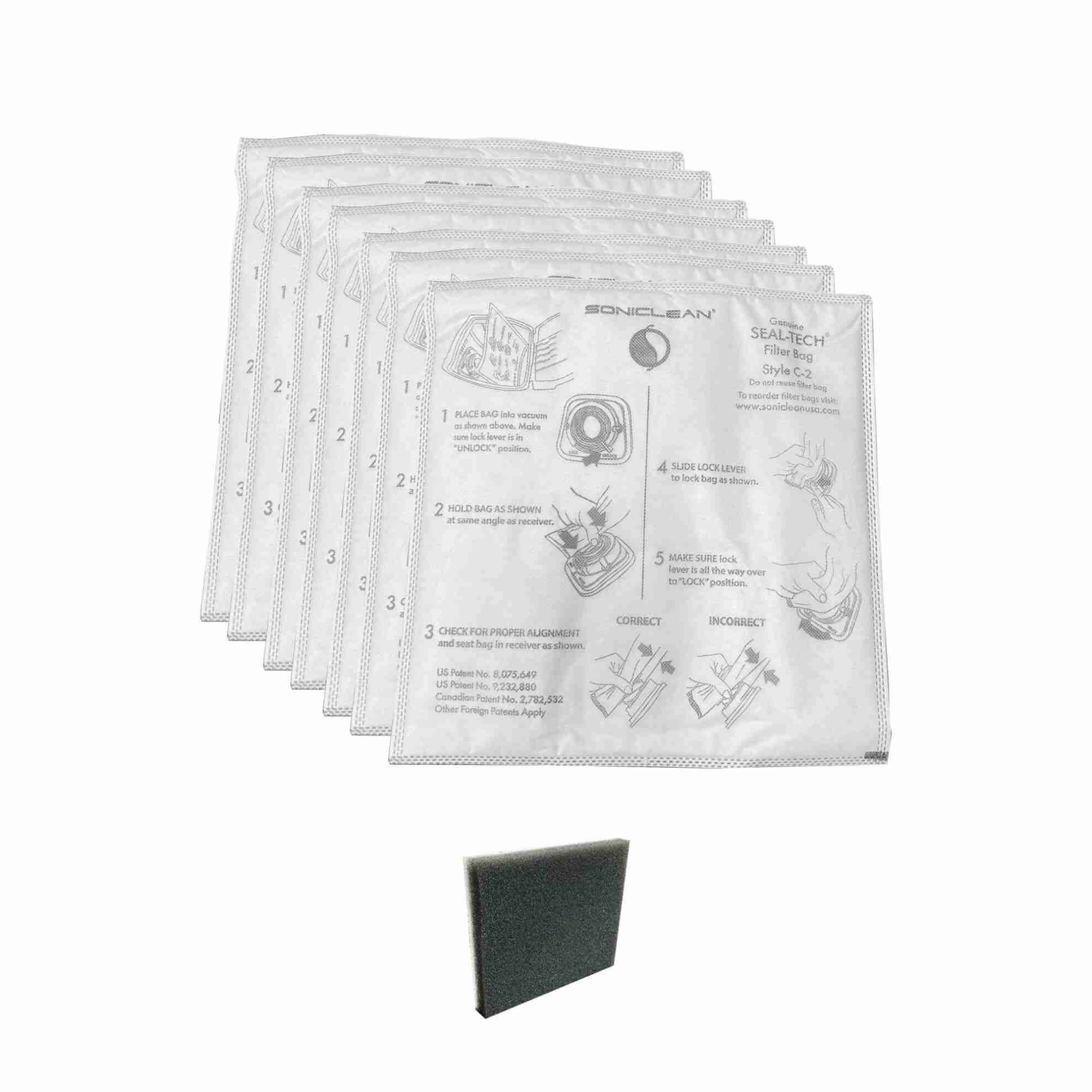 Soniclean OEM WhisperJet Style C-2 Canister HEPA Bag WJC2 - (Pack of 7) - Image 2