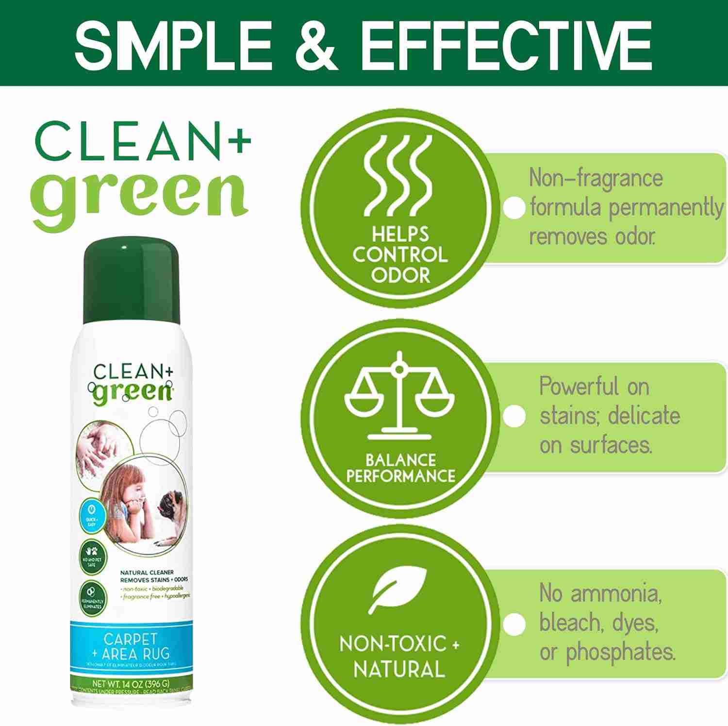 Clean+ Green Furniture Carpet & Upholstery Pet Odor Stain Spray Remover - 14 OZ - Image 3