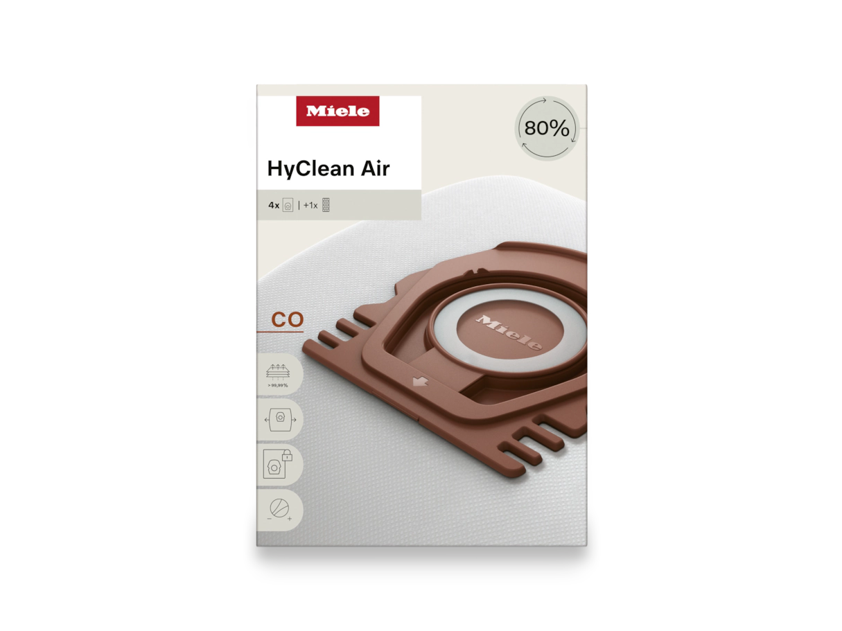 Miele OEM HyClean Air CO Canister 3D Efficiency Bag 12774460 – (Pack of 4 & 1 Filter)