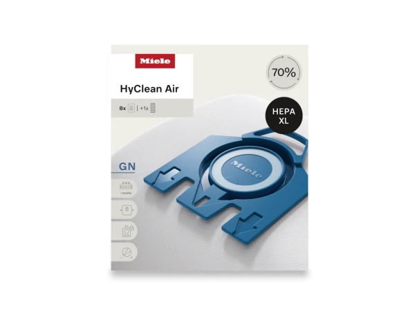 Miele OEM HyClean Air GN Allergy XL Canister 3D Efficiency Bag 12909780 – (Pack of 8 & 1 Filter)