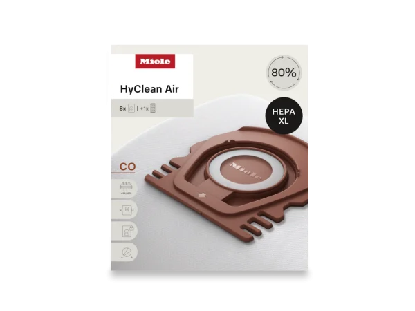 Miele OEM HyClean Air CO Allergy XL Canister 3D Efficiency Bag 12909760 – (Pack of 8 & 1 Filter)