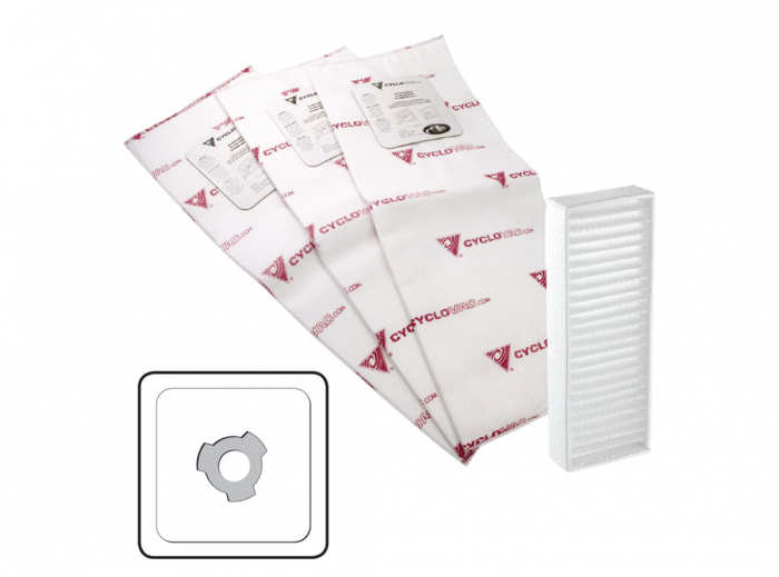 Cyclo Vac OEM Central Vacuum HEPA Bag TDSAC83C – (Pack of 3 & 1 Filter)